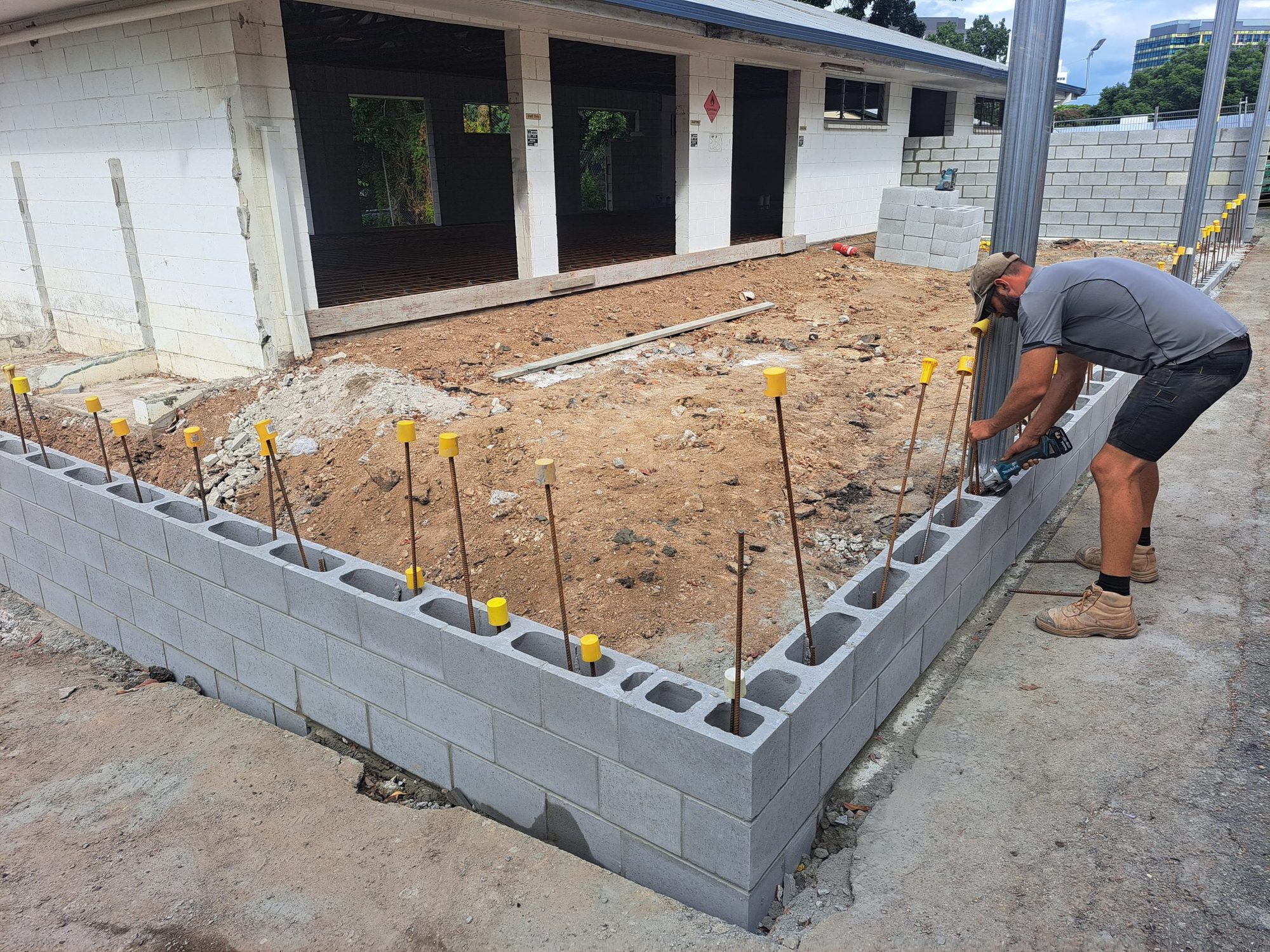 Joshua McGeehan setting out footings on an Ipswich site